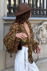 Leopard Sheer Chiffon Blouse