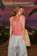Floral Scoop Neck Fitted Short Sleeve T-Shirt