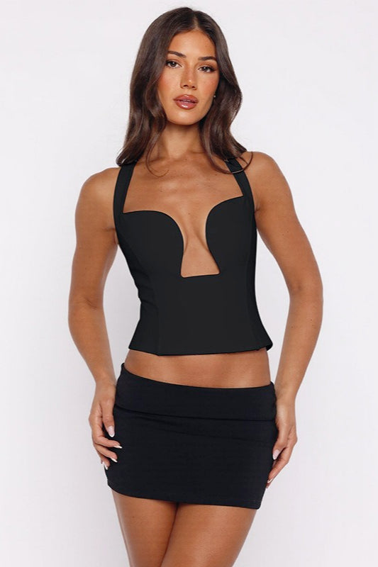 Underwire Halter Neck Double Layer Crop Top Secondary image