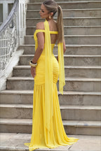 Off Shoulder Mesh Panel Ruched Party Dress