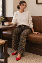 Leopard Chic Straight Leg Jeans