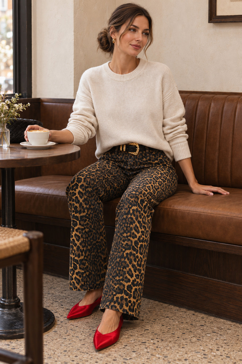 Leopard Chic Straight Leg Jeans