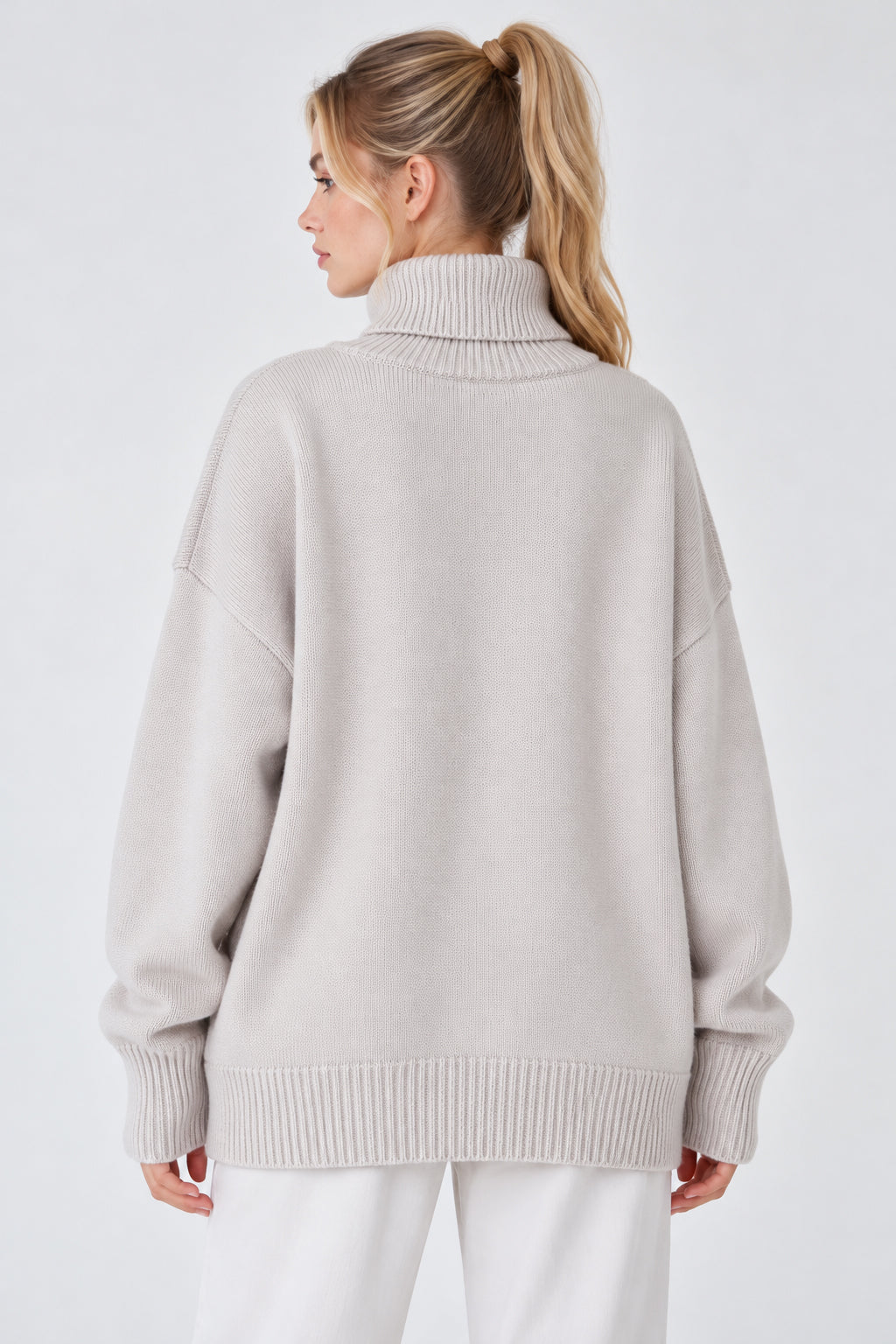 Basic Solid Knit Turtleneck Sweater