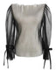 French Warm-Season Blouse Sling Retro Mujer Slimming Arm Blusas Women Mesh  Top Long De Lace Shorts Elegant Set