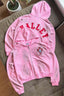 Rhinestone Collegiate Letter Washed Zip Hoodie