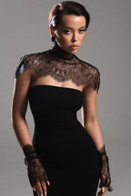 Black Strapless Lace Bodycon Maxi Lace Dress