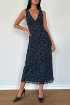 V-Neck Sleeveless Slim Fit Floral Dress