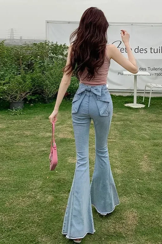 High Waist Butterfly Knot Flare Jeans Secondary image