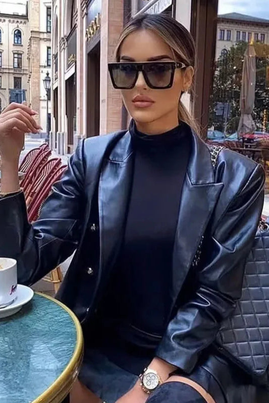 Minimalist Faux Leather Blazer Main image