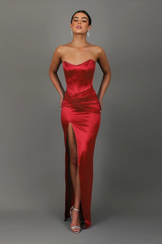 Twist Front Satin Slit Party Dress Secondary image