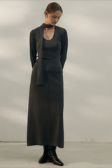 Tie Detail U-Neck Wool Knit Top