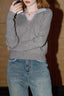 Elegant Grey Ribbed Knit Top