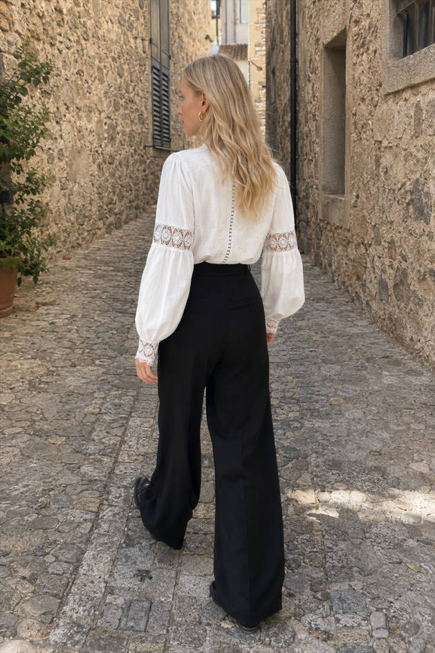 Lace Paneled Lantern Sleeve Blouse Secondary image