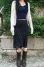 Stripe Print Sheer Mesh Knit Midi Skirt