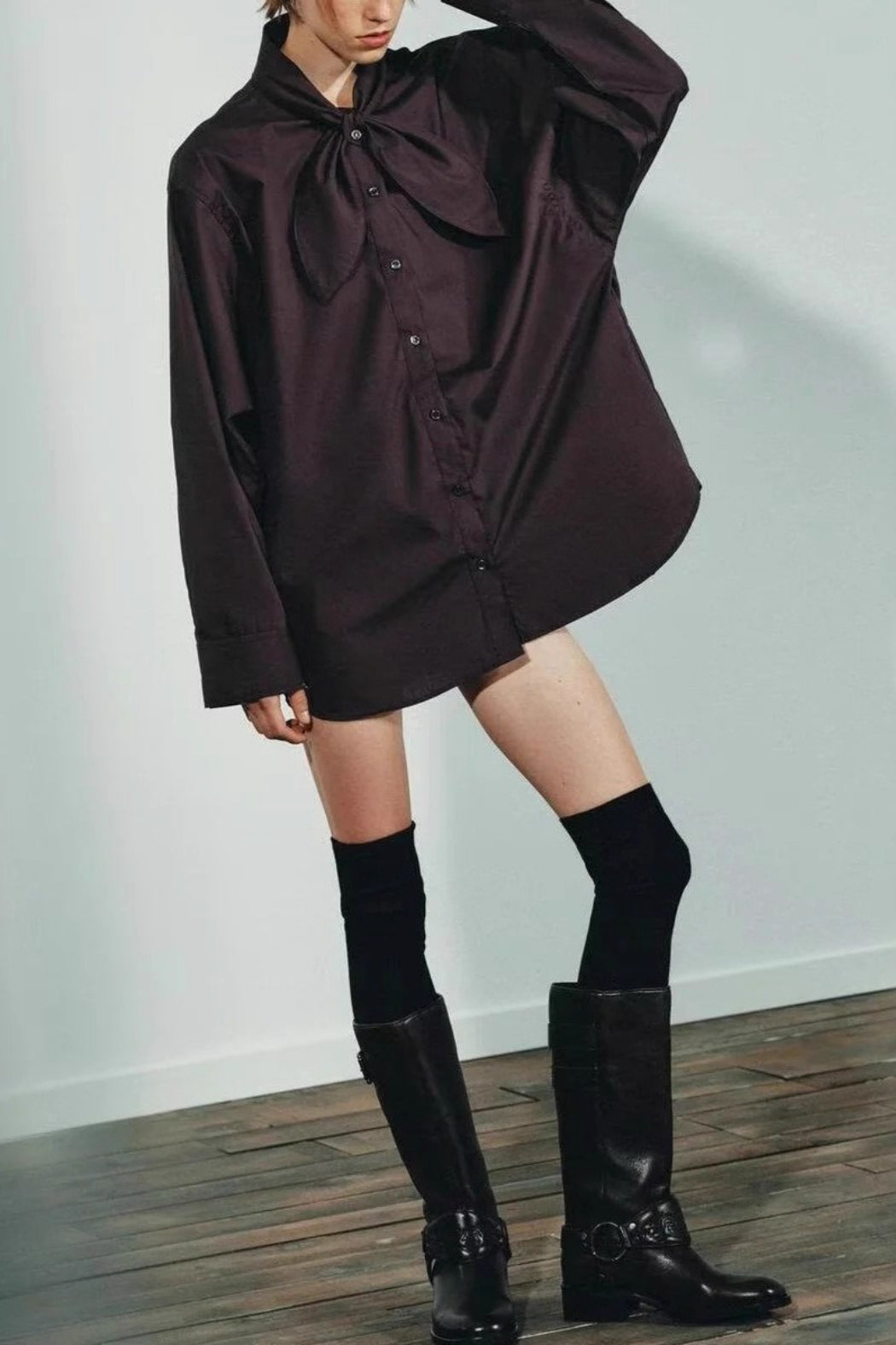 Chic Poplin Scarf Detail Blouse Secondary image