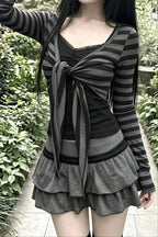 Striped Lace Layered Crop Top