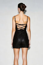 V-Neck Sequin Spaghetti Strap Party Dress