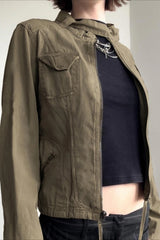 Vintage Drawstring Hem Street Jacket