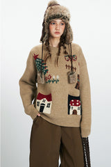 Casual Printed Slouchy Knit Top