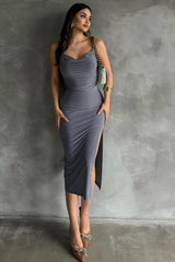 Elegant  Slit Spaghetti Strap Bodycon Dress