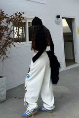 American Hip Hop Plus Size Fleece Lined Loose Wide Leg Pants