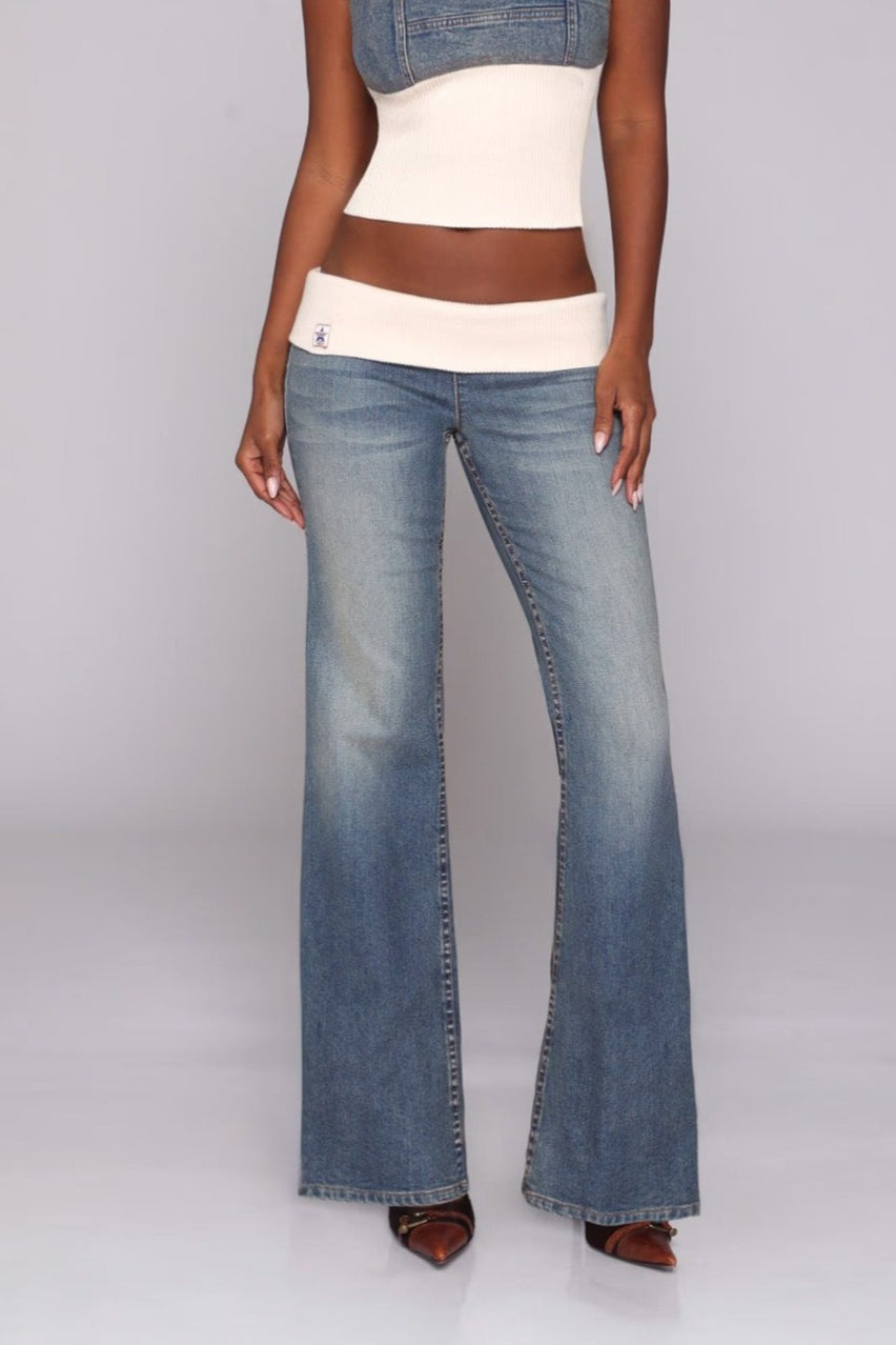Y2K Elastic Low Rise Flare Jeans Main image
