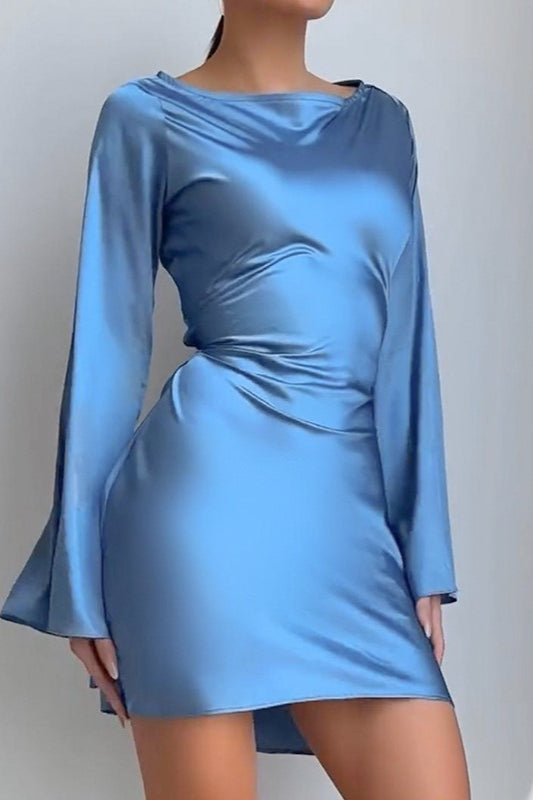 Satin Bodycon Belted Mini Silk Dress Secondary image