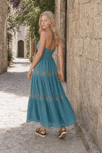 Floral Tie-Up Halter Boho Dress