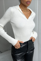 Elegant Polo Neck Knit Sweater