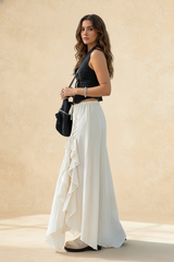 Ruffled Asymmetrical Midi Skirt