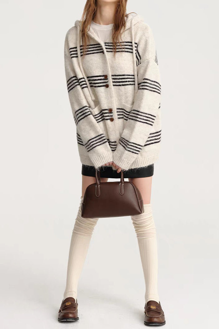 Colorblock Striped Hooded Sweater Main image