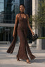 Silver Ribbon Backless Waist Cinch Maxi Bodycon Dress