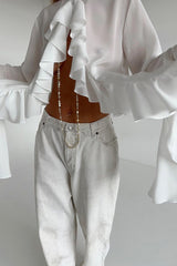 Design Ruffle Flare Blouse