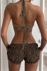 Ruched Polka Dot Bikini Set