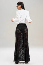 Solid Lace High Waist Slim Fit Skirt
