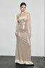 Strapless Sequin Slit Back Prom Dress