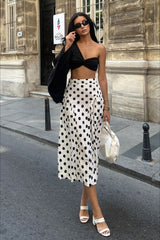 Polka Dot High Waist A-Line Skirt