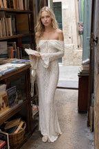 Lace Off Shoulder Maxi Boho Dress