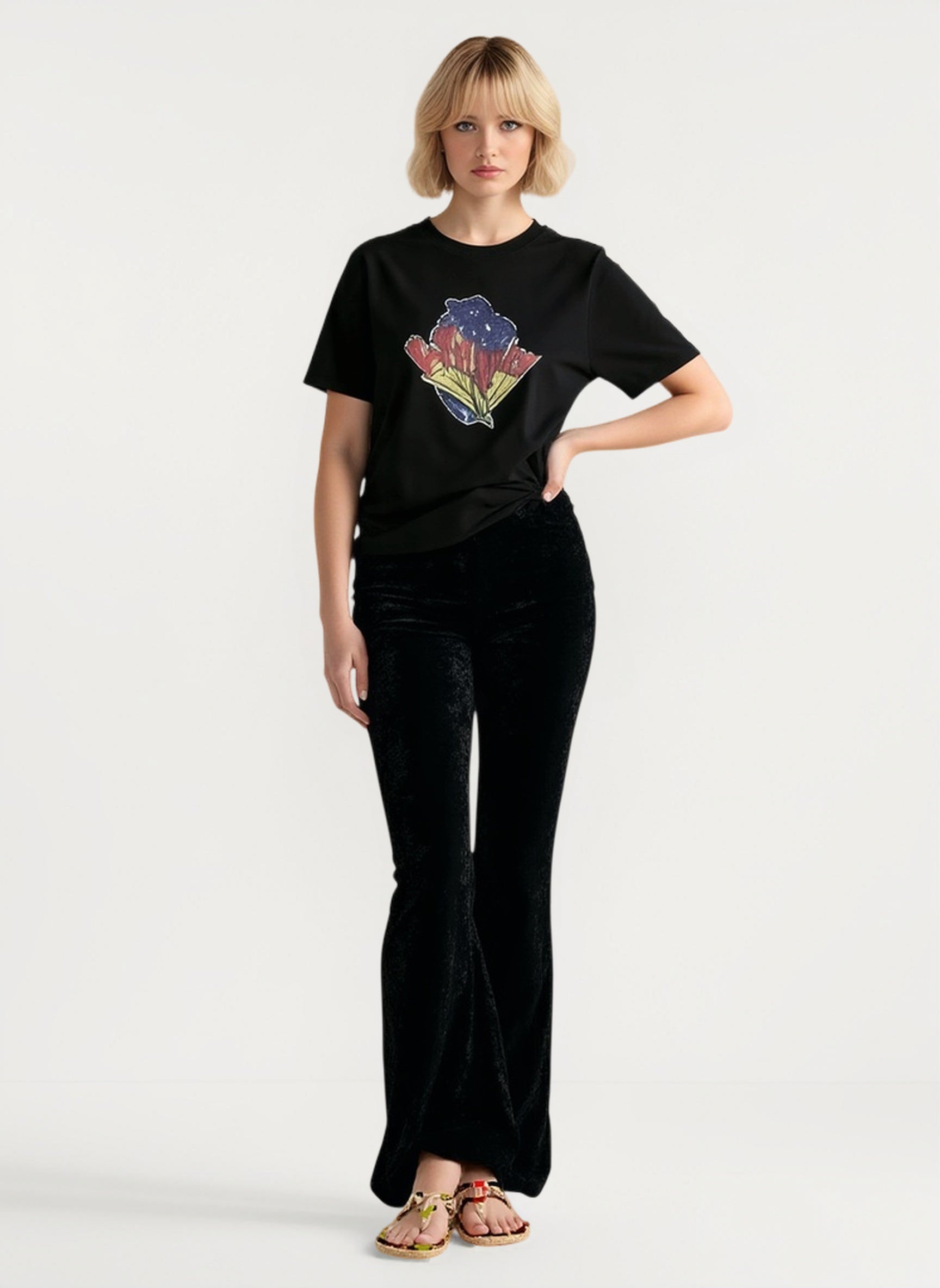 High Waist Velvet Wide Leg Velour Flare Pants Secondary image