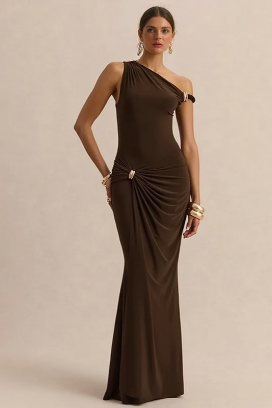 Off Shoulder Asym Metallic Trim Party Dress Secondary image