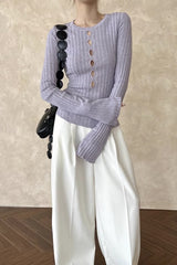 Sheer Panel Wool Blend Knit Top