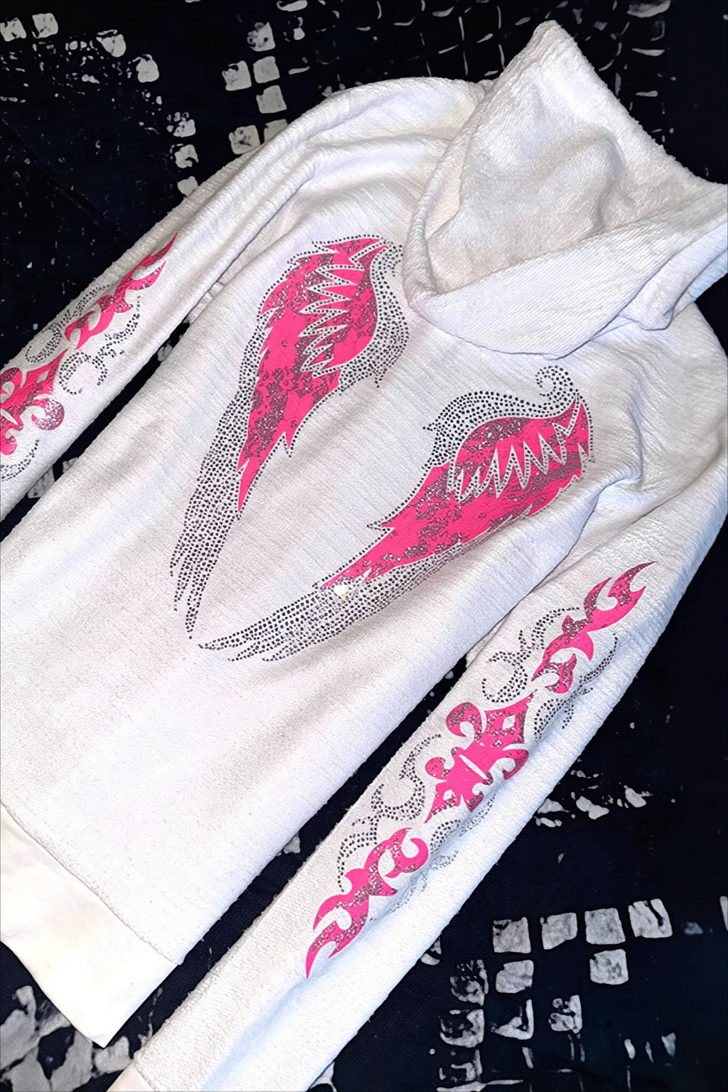 Rhinestone Tribal Graphic Zip Up Hoodie