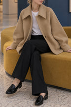 Batwing Sleeve Wool Blend Coat
