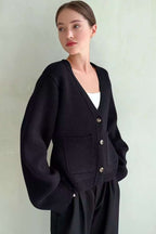 V Neck Pocket Detail Cardigan
