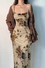 Elegant Retro Sleeveless Floral Dress