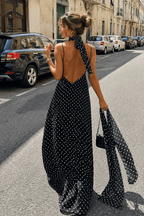 Polka Dot Backless Slim Fit Slip Dress