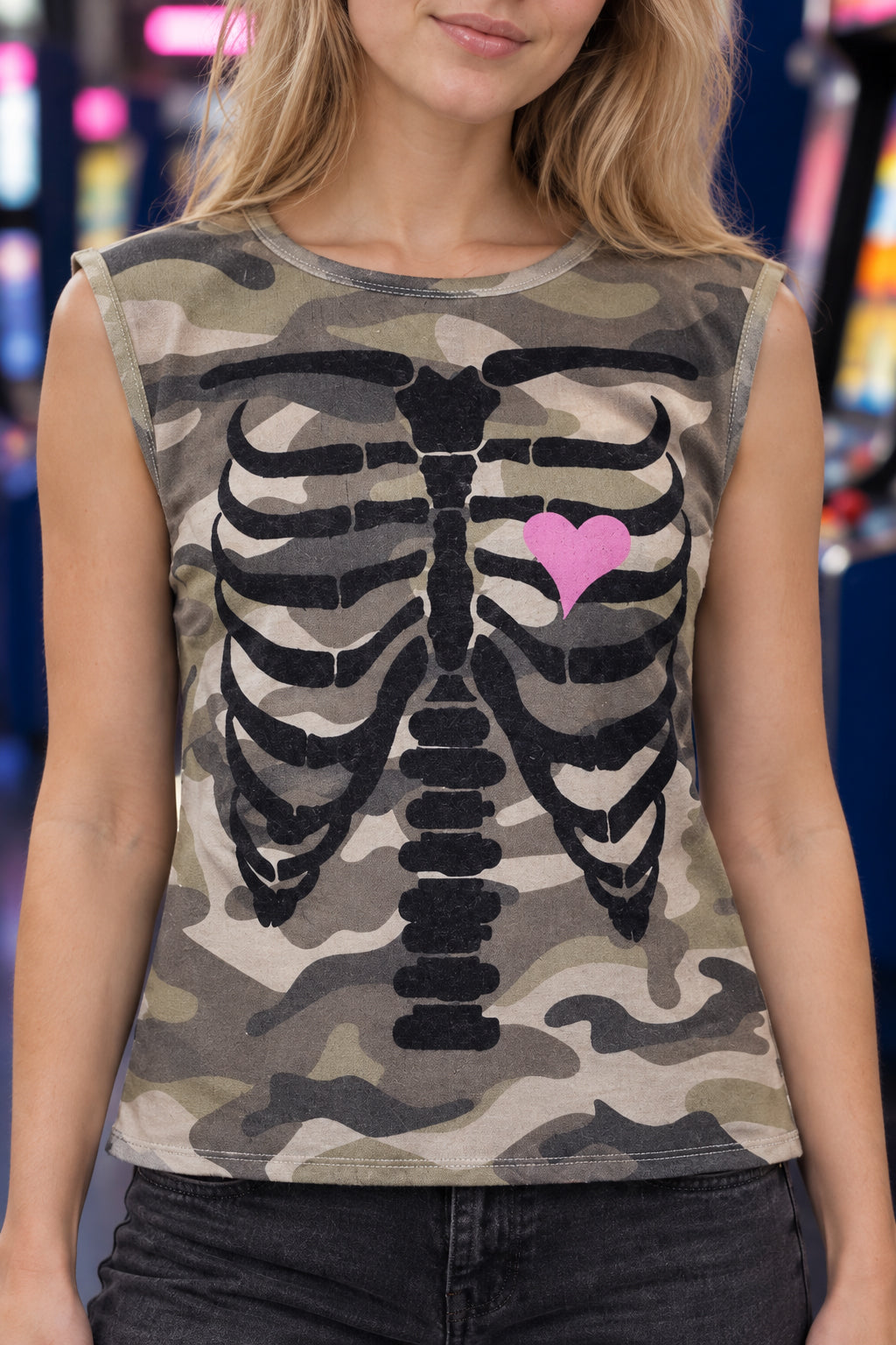 Y2K Camo Back Print Tank Top Main image