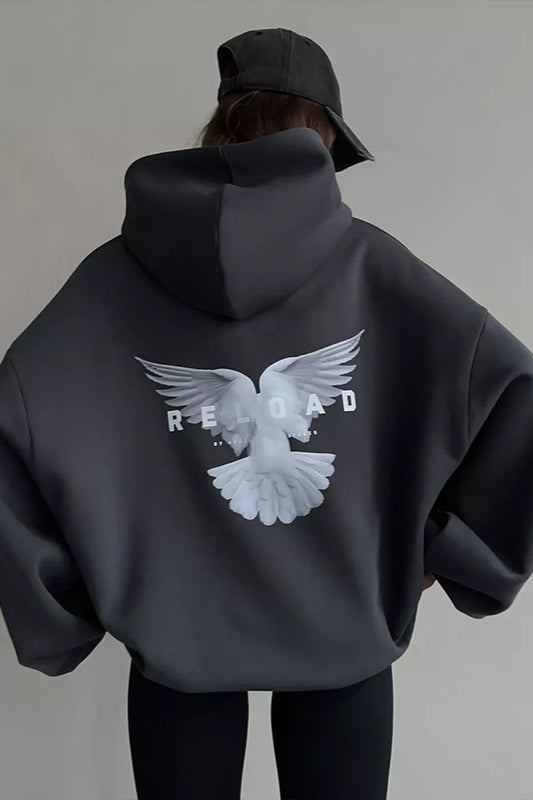 Oversized Hooded Sweatshirt with Back Print Hoodie Main image