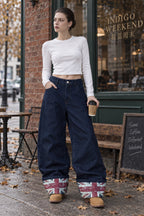 Street Cuffed Print Loose Jeans