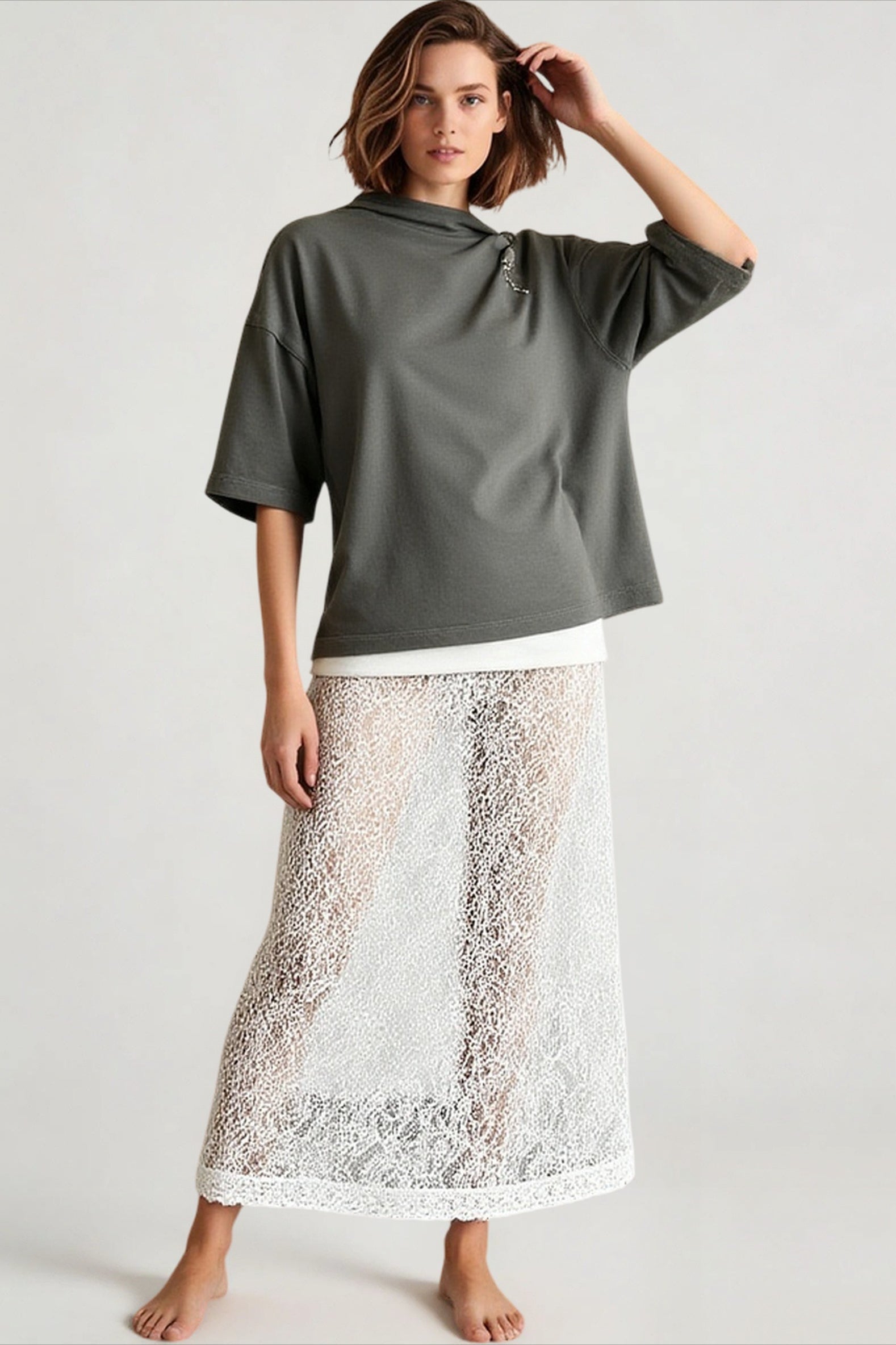 Crochet Lace Slit Bodycon Skirt Secondary image